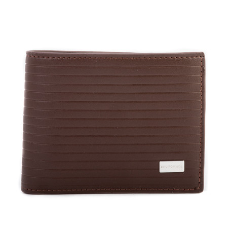 Stamped Stripe Leather Wallet // Brown