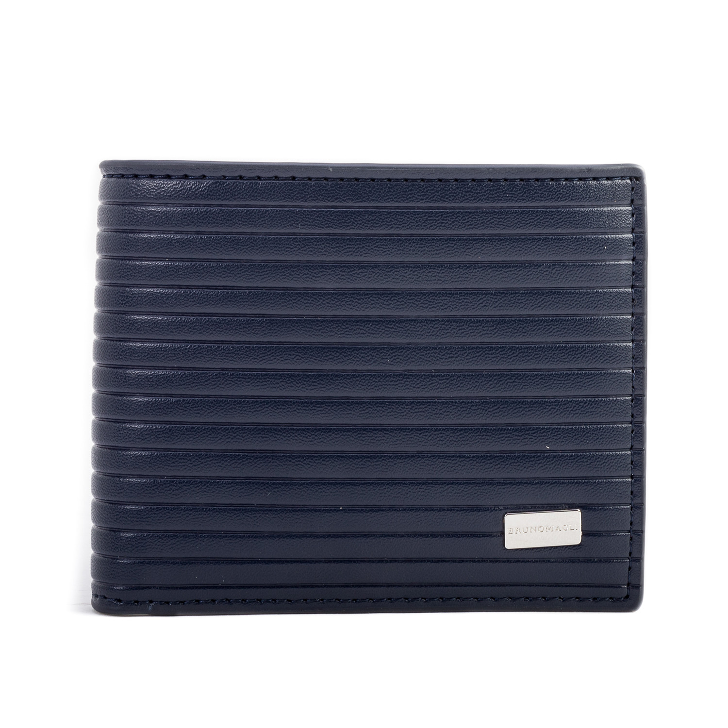 Stamped Stripe Leather Wallet Navy Bruno Magli Touch of Modern