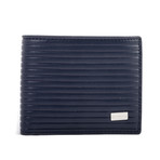 Stamped Stripe Leather Wallet // Navy