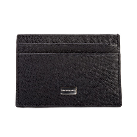 Saffiano Leather Credit Card Wallet // Black