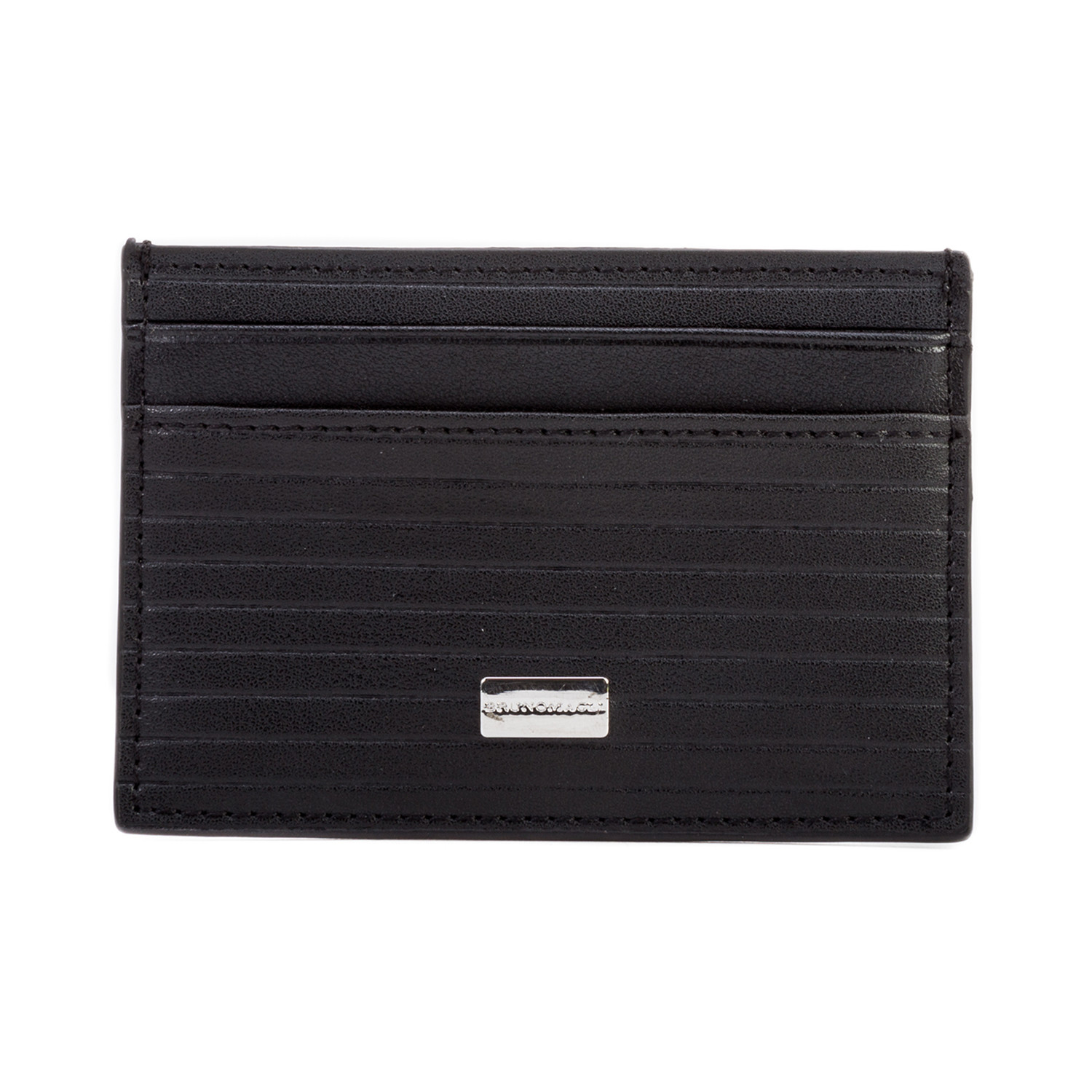 Stamped Stripe Leather Credit Card Wallet // Black - Bruno Magli ...
