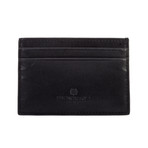 Stamped Stripe Leather Credit Card Wallet // Black