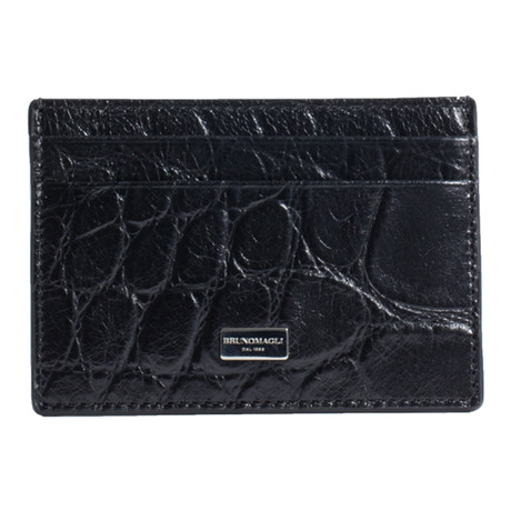 Croco Print Card Case // Black