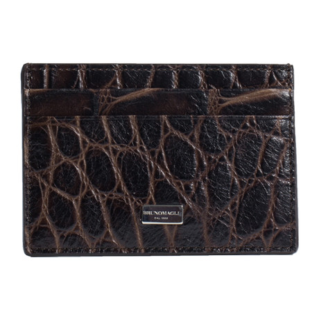 Croco Print Card Case // Brown