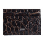 Croco Print Card Case // Brown