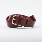 Leather Tab Belt // Solid Burgundy Leather (30)