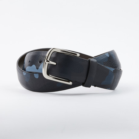 Camo Leather Tab Belt  // BlueCamo (30)