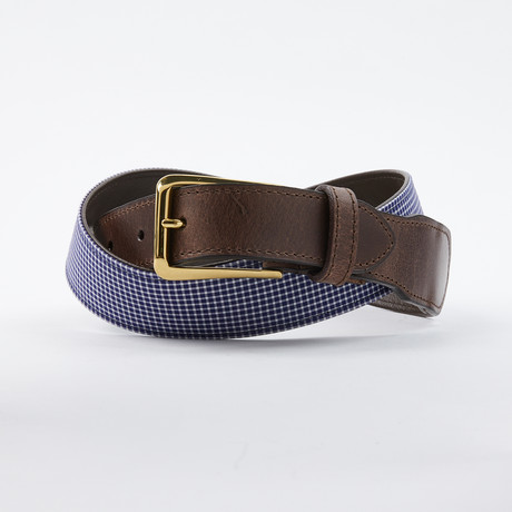 Leather Tab Belt  // Purple Gingham (30)