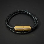 Leather Lightning Bracelet // 24K Gold