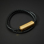 Leather Lightning Bracelet // 24K Gold