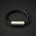 Leather Lightning Bracelet // Glossy Silver