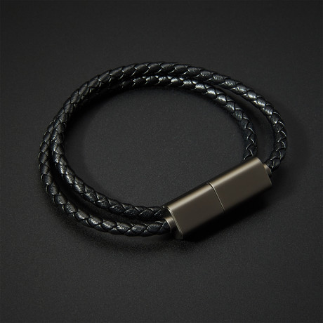 Leather Lightning Bracelet // Matte Gray