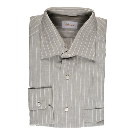Brioni // Wallace Dress Shirt // Gray + Green (Euro: 39)