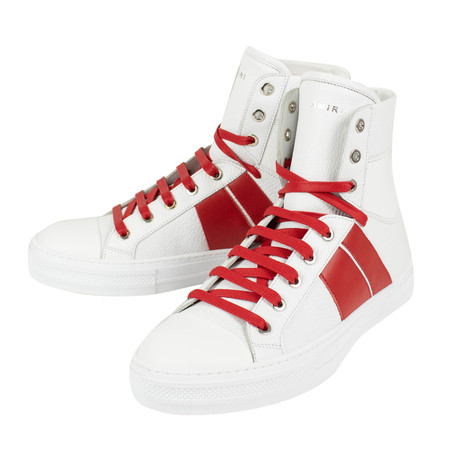 Amiri // Kayd Sunset Hi-Top Sneakers // White + Red (US: 6)