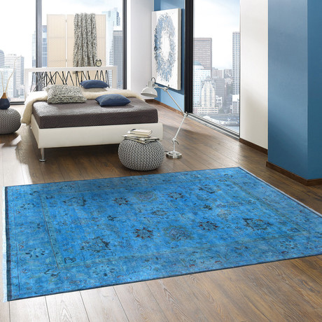 Overdye Collection Lamb's Wool Floral // Blue // 8' x 10'