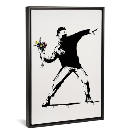 Rage, Flower Thrower // Banksy (26"W x 18"H x 0.75"D)