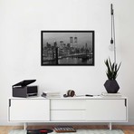 1980s New York City Lower Manhattan Skyline Brooklyn Bridge // Vintage Images (18"W x 26"H x 0.75"D)