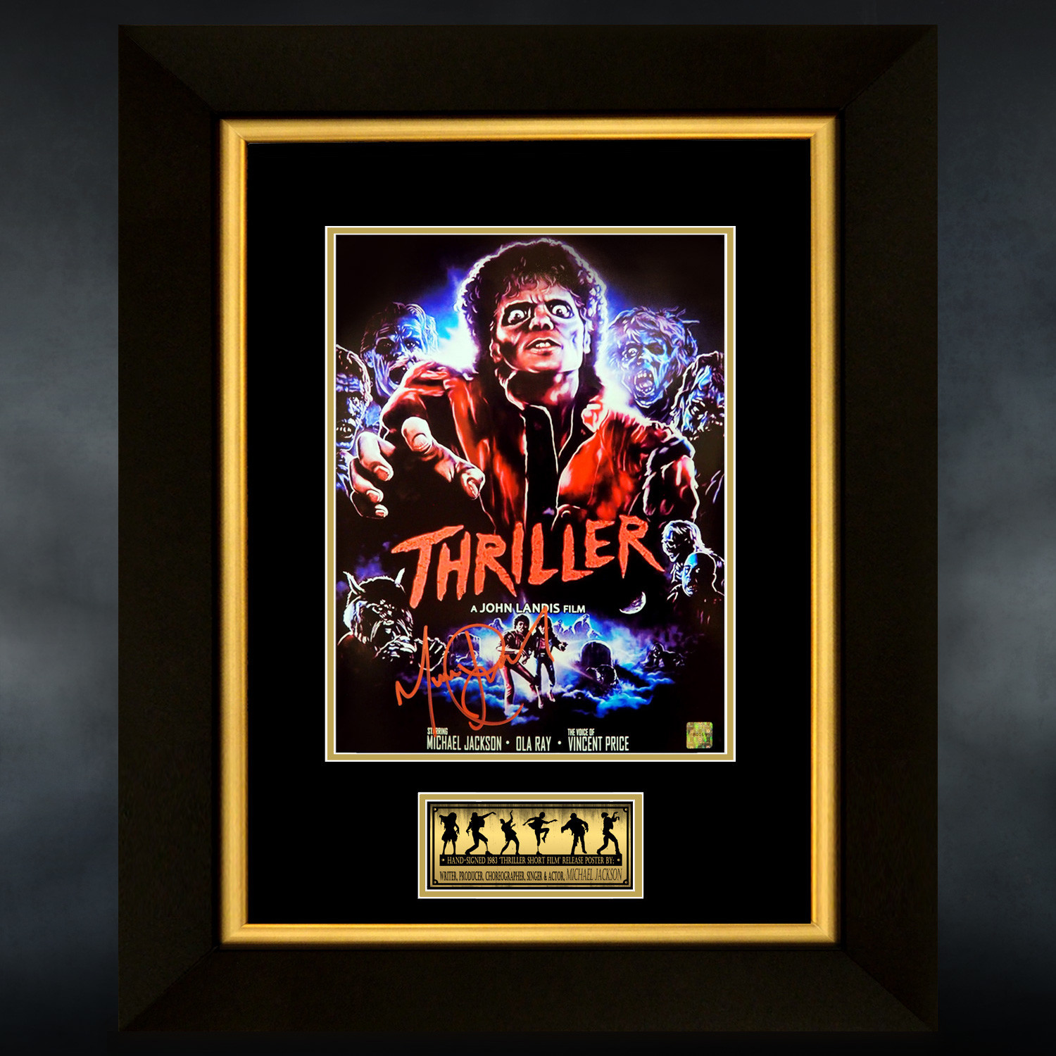 Michael Jackson Zombie Thriller Signed Mini Poster Custom Frame