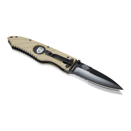 Special Edition: We The People // Flatline Grip Folder // Khaki (Black Smooth Blade)