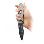 Special Edition: We The People // Flatline Grip Folder // Khaki (Black Smooth Blade)