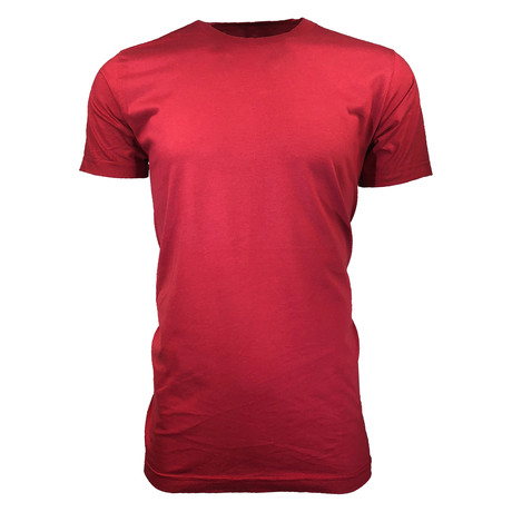 Organic Cotton Semi-Fitted Crew Neck T-Shirt // Deep Red (L)