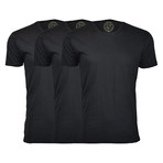 Semi-Fitted Crew Neck T-Shirt // Black // Pack of 3 (L)