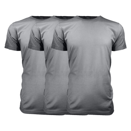 Ultra Soft 100% Organic Cotton Semi-Fitted Crew Neck T-Shirt // Pack of 3 // Silver + Silver + Silver (S)
