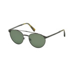 Zegna // Metal Top Bar Sunglasses // Shiny Gunmetal + Green