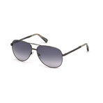 Zegna // Men's Metal Aviator Sunglasses // Shiny Dark Ruthenium + Smoke