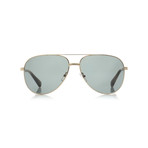 Zegna // Men's Metal Aviator Sunglasses // Gold + Green