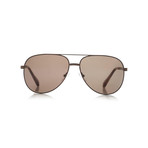 Zegna // Men's Metal Aviator Sunglasses // Matte Dark Bronze + Roviex