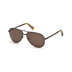 Zegna // Men's Metal Aviator Sunglasses // Matte Dark Bronze + Roviex