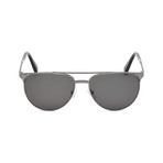 Zegna // Men's Modern Aviator Polarized Sunglasses // Shiny Dark Ruthenium + Smoke Polarized