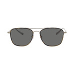 Zegna // Men's Titanium Navigator Sunglasses // Shiny Light Ruthenium + Green