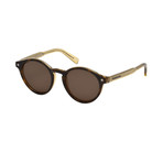 Zegna // Classic Round Sunglasses // Havana + Brown