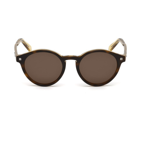 Zegna // Classic Round Sunglasses // Havana + Brown