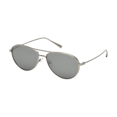 Zegna // Men's Titanium Aviator Sunglasses // Shiny Dark Ruthenium + Smoke Mirror