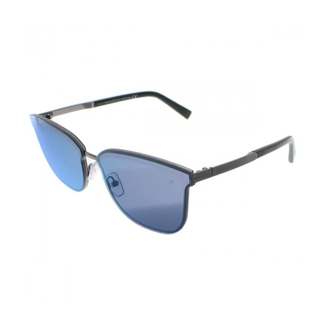 Zegna // Flat Metal Squared Sunglasses // Gunmetal + Mirror Gray + Blue
