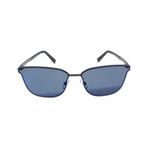 Zegna // Flat Metal Squared Sunglasses // Gunmetal + Mirror Blue