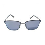 Zegna // Flat Metal Squared Sunglasses // Gunmetal + Mirror Gray + Blue