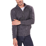 Patterned Zip-Up Sweater // Anthracite (2XL)