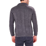 Patterned Zip-Up Sweater // Anthracite (L)