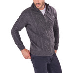 Patterned Zip-Up Sweater // Anthracite (M)