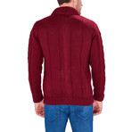 Patterned Zip-Up Sweater // Bordeaux (M)
