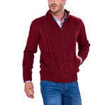 Patterned Zip-Up Sweater // Bordeaux (XL)