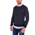Micro Pattern Sweater // Navy (XL)