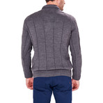 Patterned Quarter-Zip Sweater // Anthracite (L)