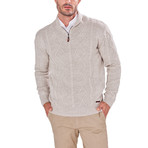 Patterned Quarter-Zip Sweater // Beige (S)