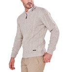 Patterned Quarter-Zip Sweater // Beige (2XL)
