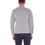 Patterned Striped Sleeve Sweater // Gray (M)